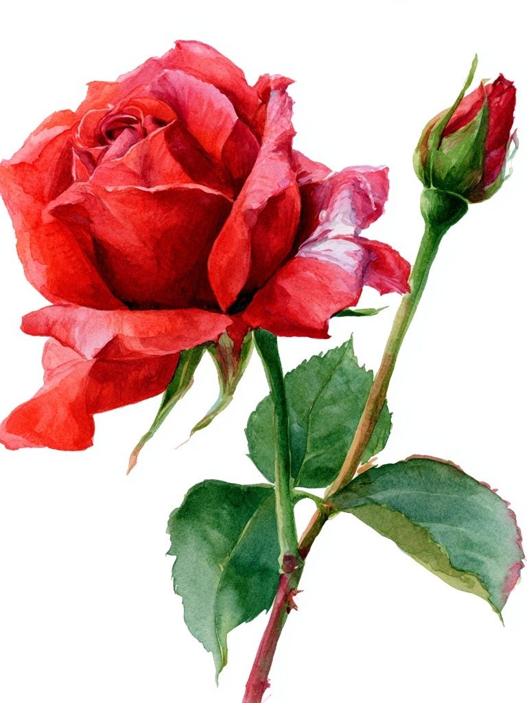 Red Rose Watercolor Poster. poster detail