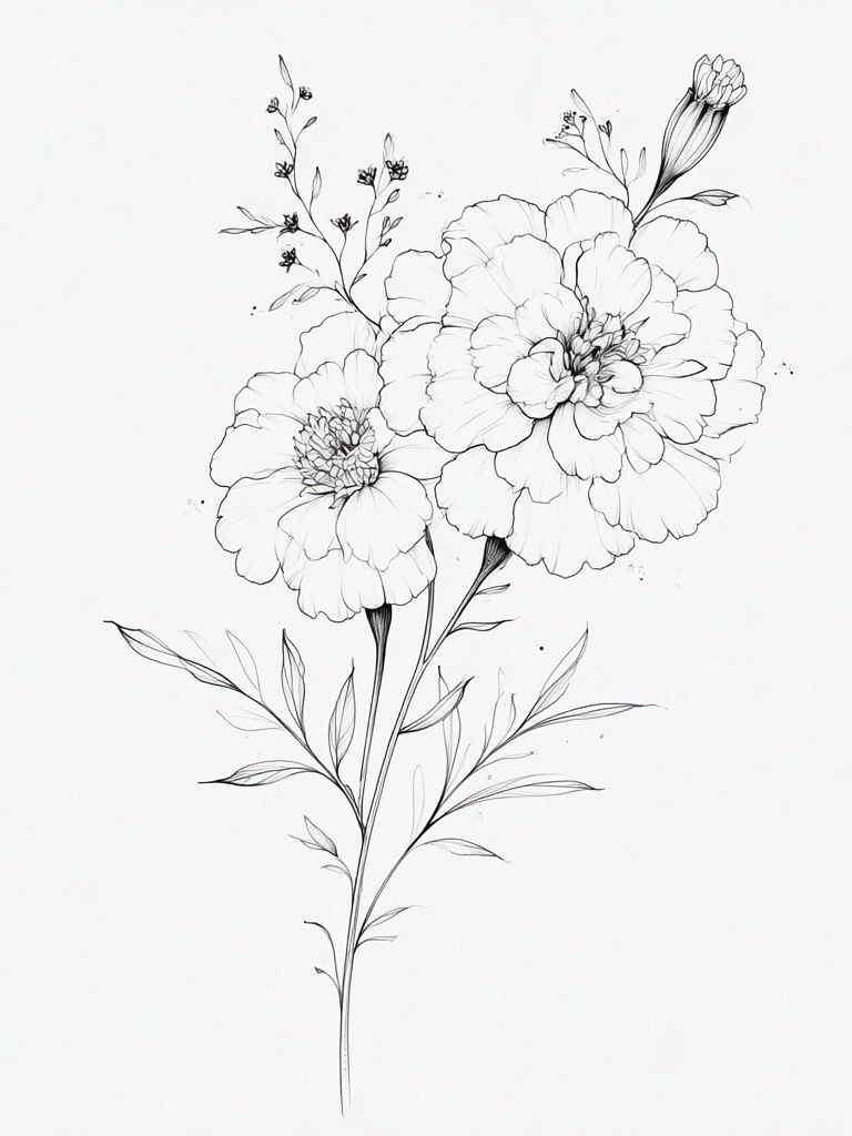 Delicate Floral Line Art Poster. poster detail