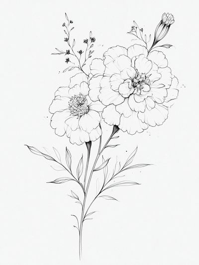 Delicate Floral Line Art Poster.