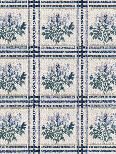 Blue Floral Tiled Pattern Print. poster print