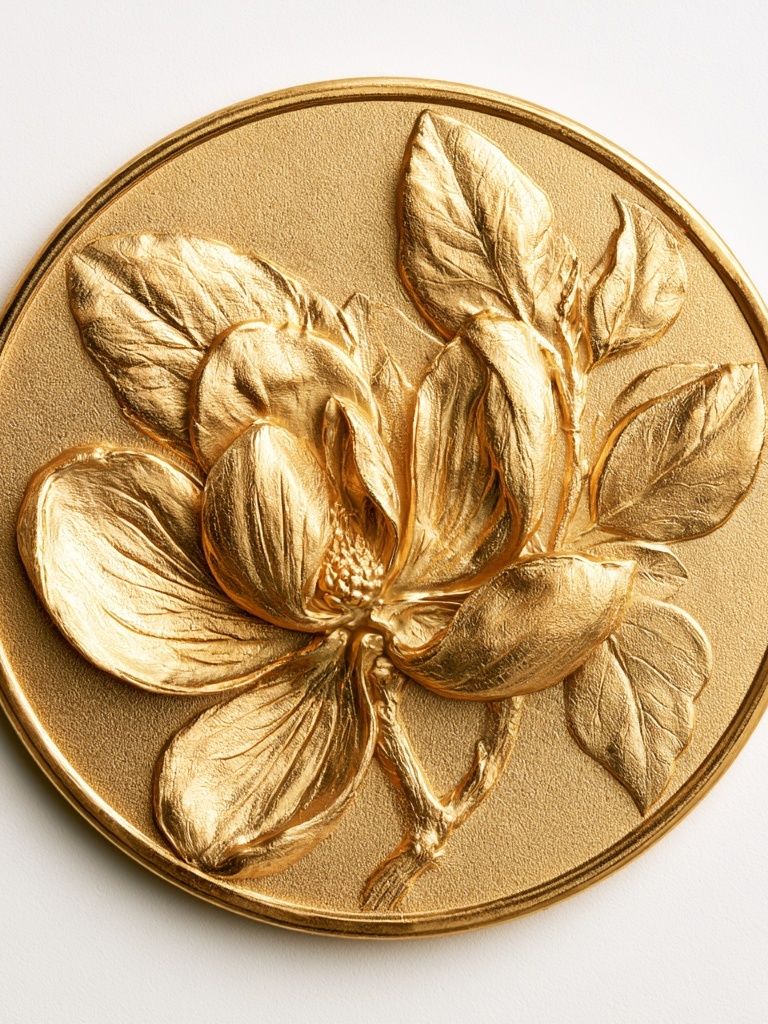 Golden Magnolia Relief Print. poster detail