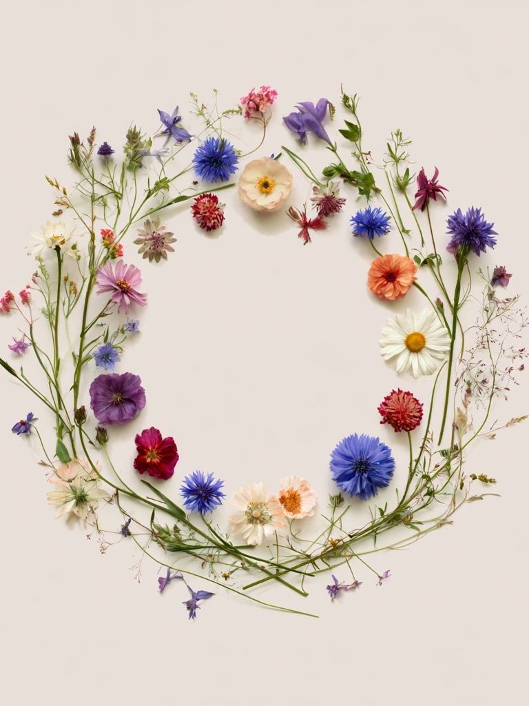 Wildflower Wreath Botanical Print. poster — botanical art