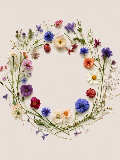 Wildflower Wreath Botanical Print. poster