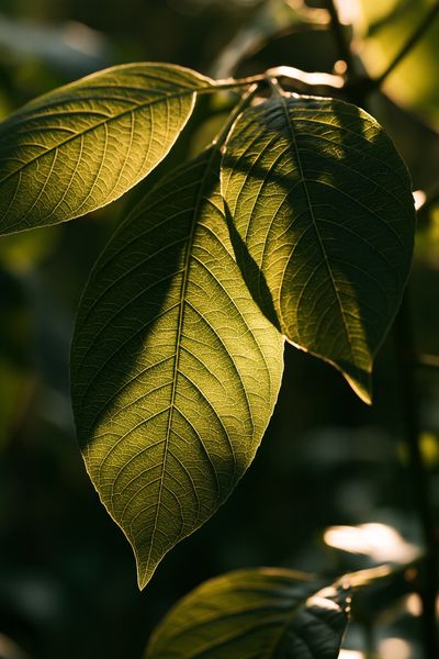 Sunlit Green Leaves Botanical Print.