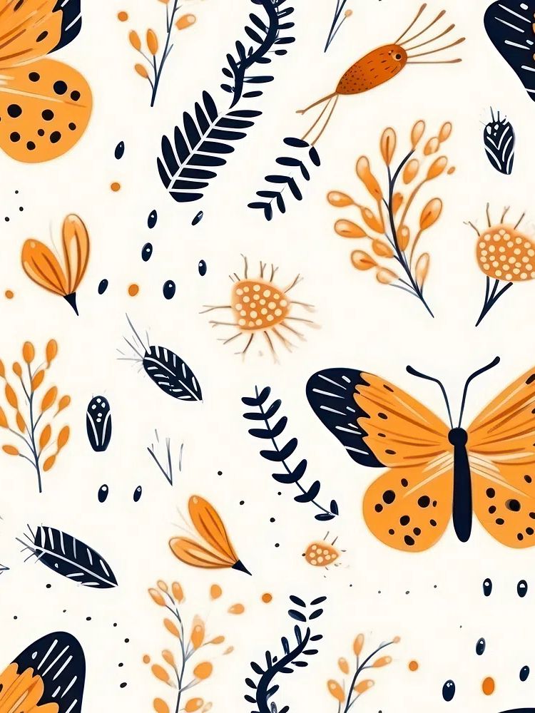 Butterfly Botanical Pattern Print. poster detail