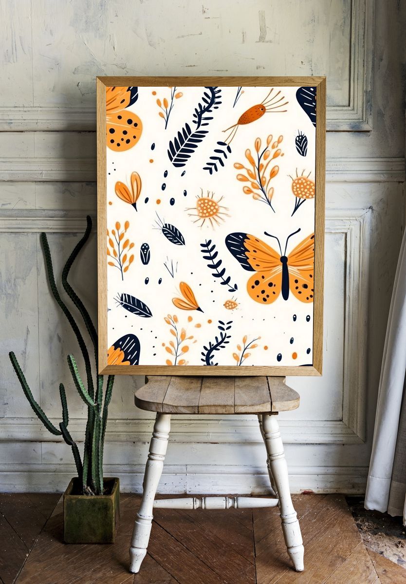 Butterfly Botanical Pattern Print. — room view 1