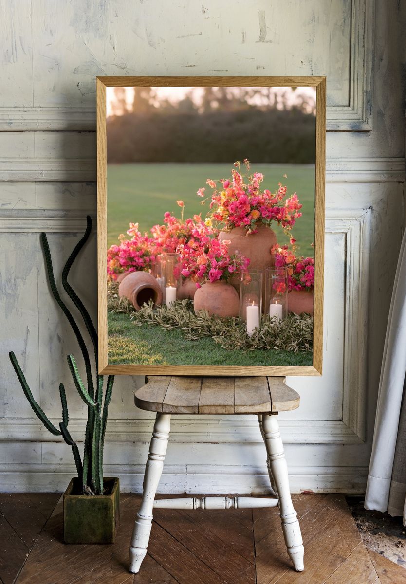 Pink Floral Garden Still Life Poster. room preview