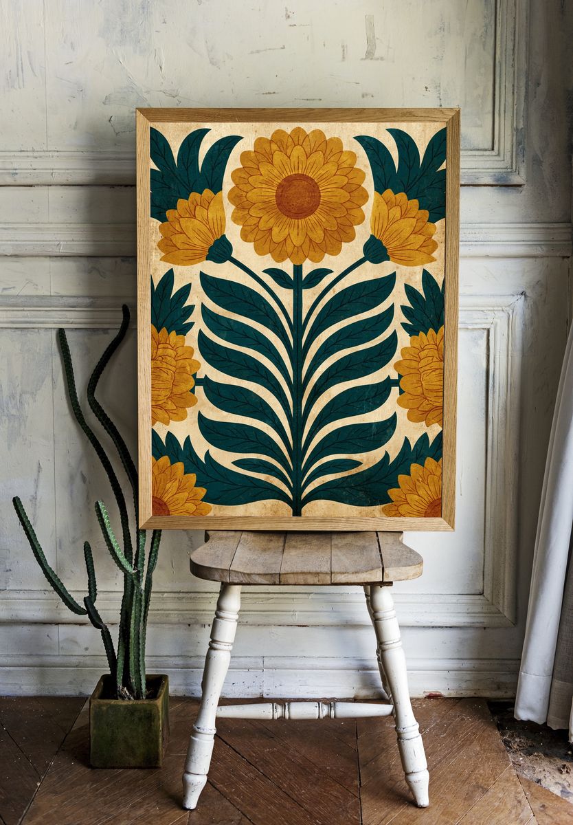 Floral Folk Pattern Poster. room preview