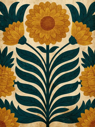 Floral Folk Pattern Poster. poster