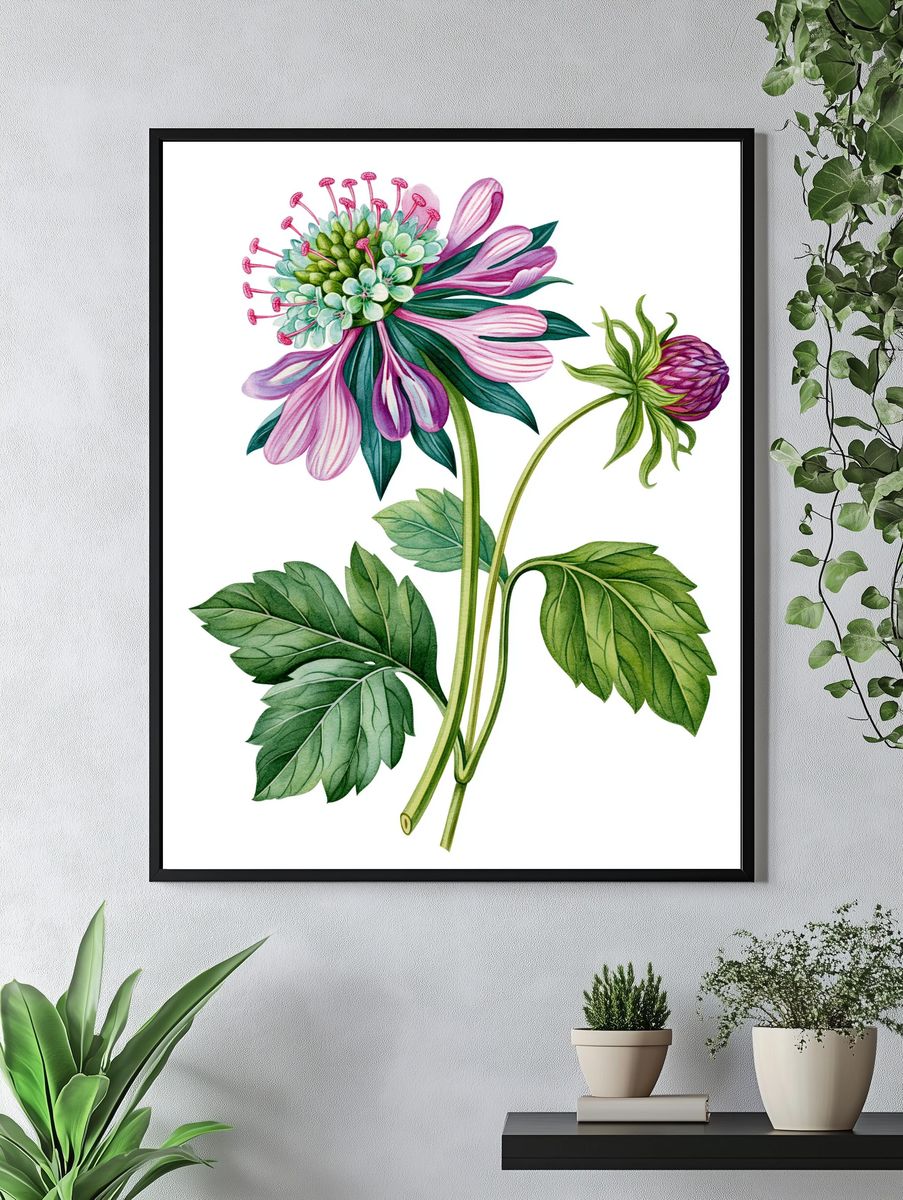 Pink Wildflower Botanical Poster. — room view 4