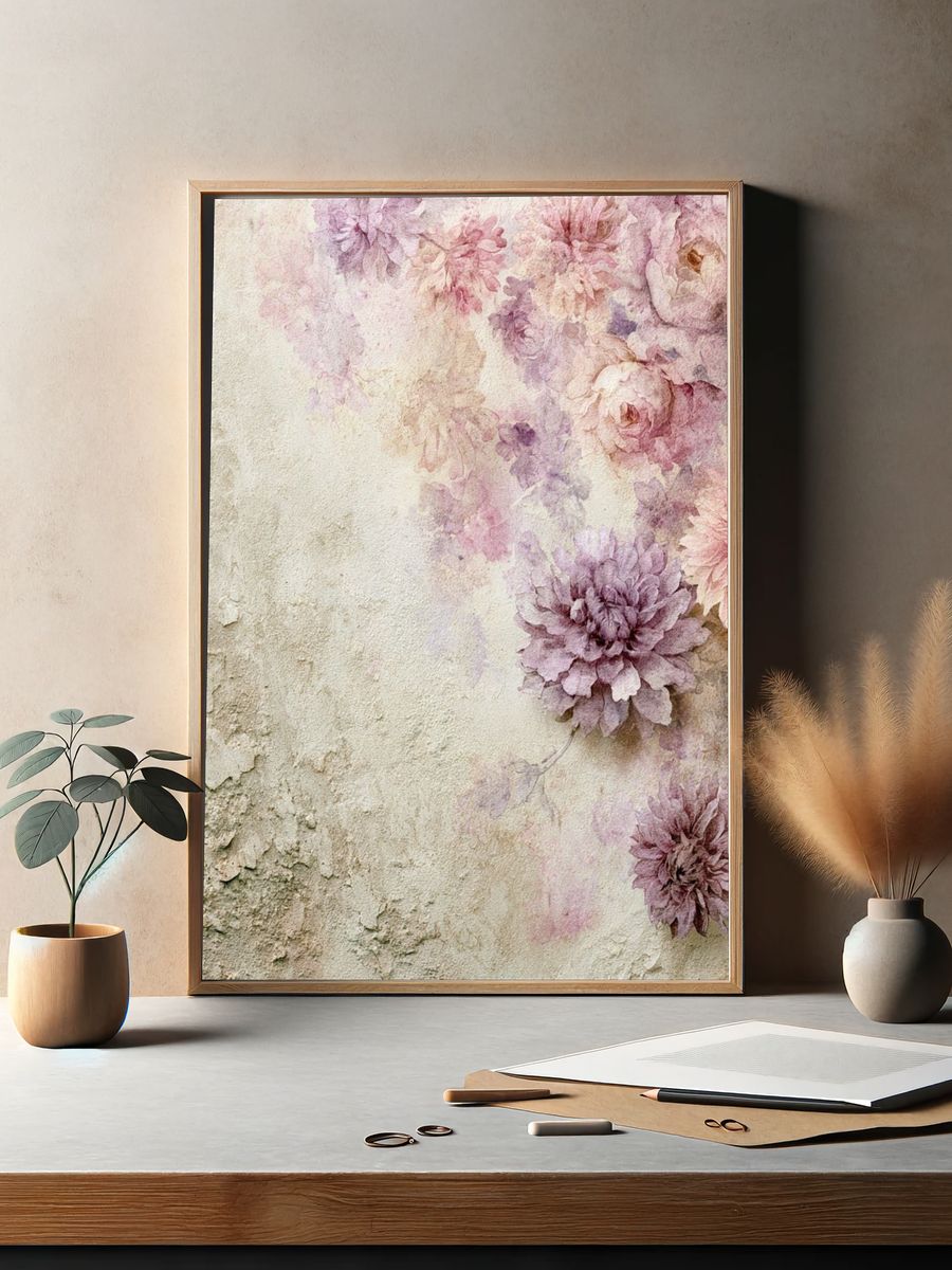 Pastel Floral Watercolor Poster. — room view 2