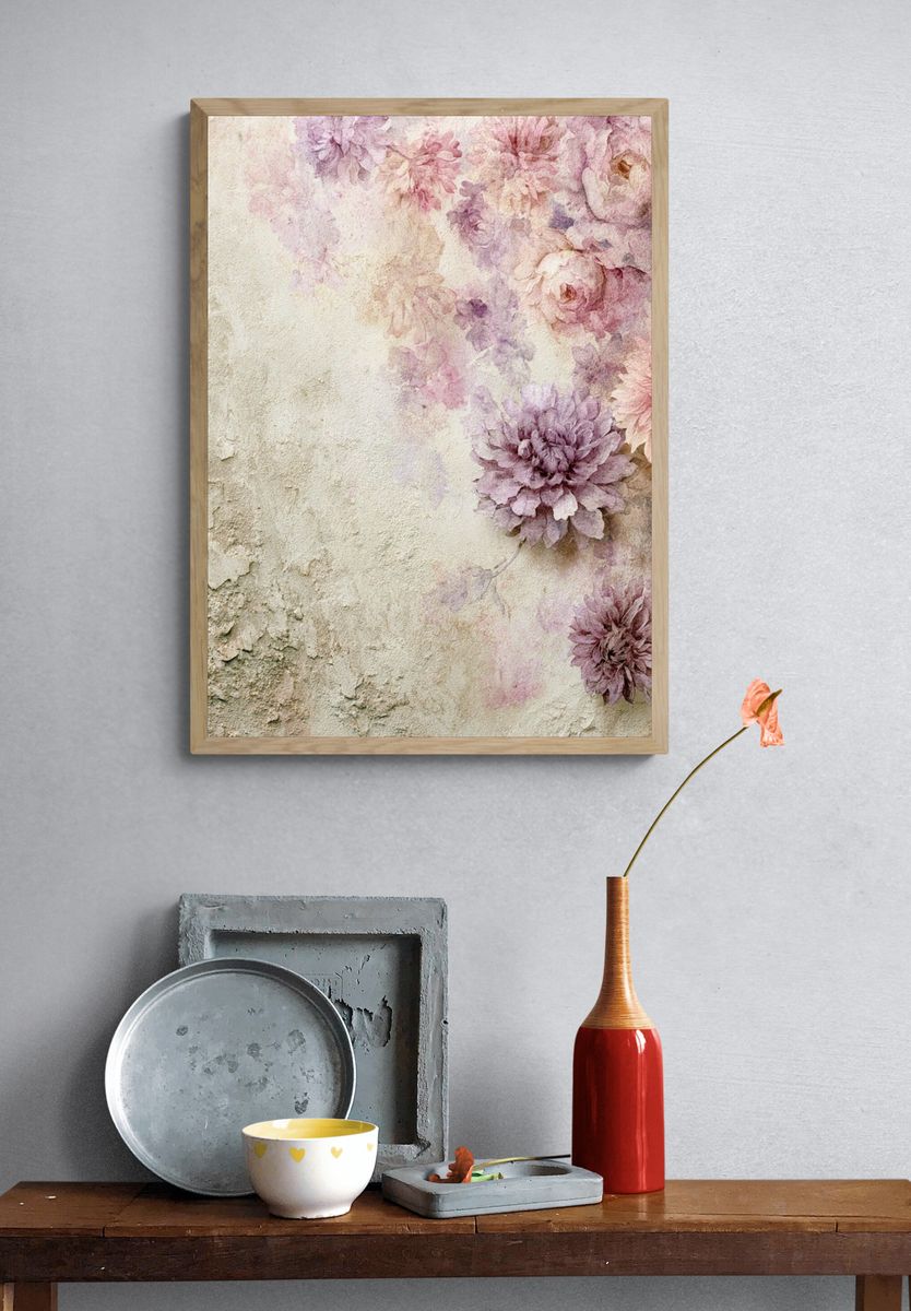 Pastel Floral Watercolor Poster. — room view 3