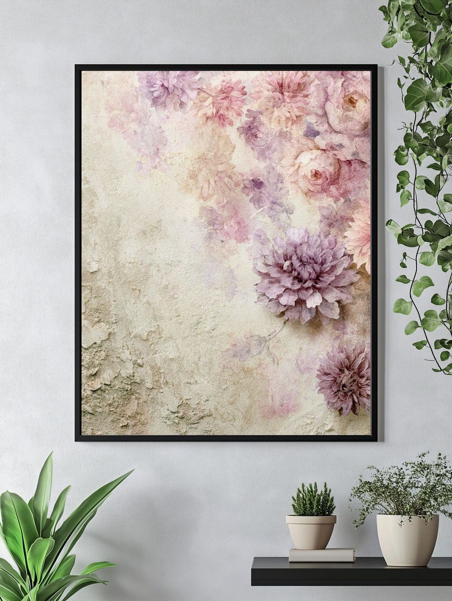 Pastel Floral Watercolor Poster. — room view 4