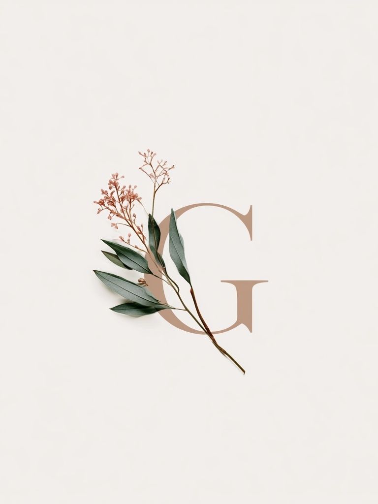 Botanical Letter G Minimalist Print. poster — botanical art