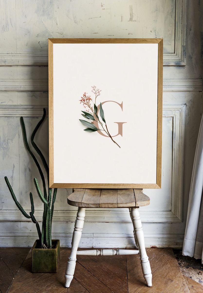 Botanical Letter G Minimalist Print. — room view 1