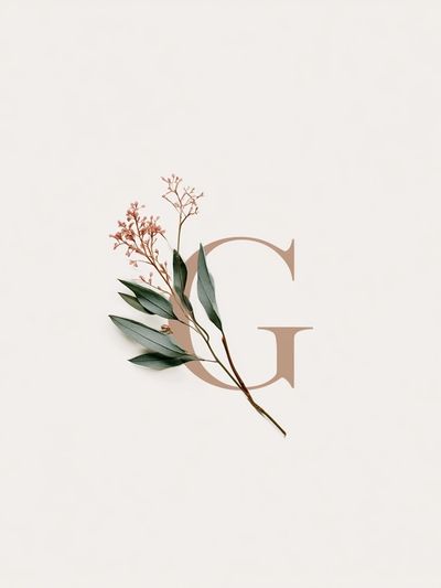 Botanical Letter G Minimalist Print. poster