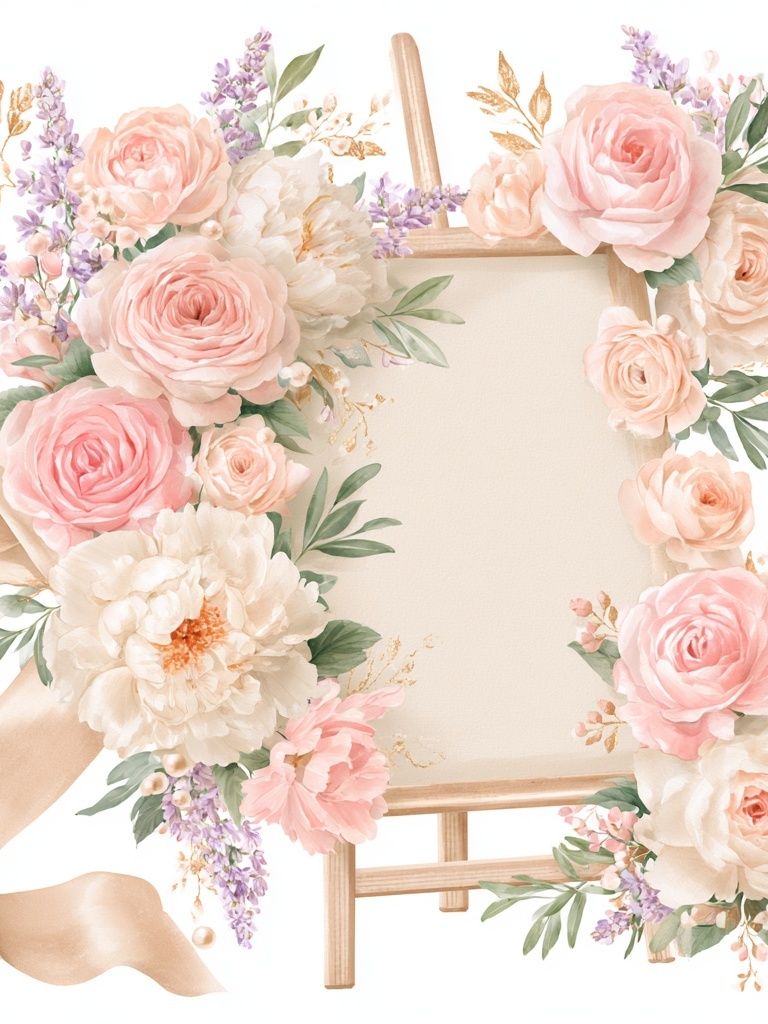 Pastel Floral Easel Frame Poster. poster — botanical art