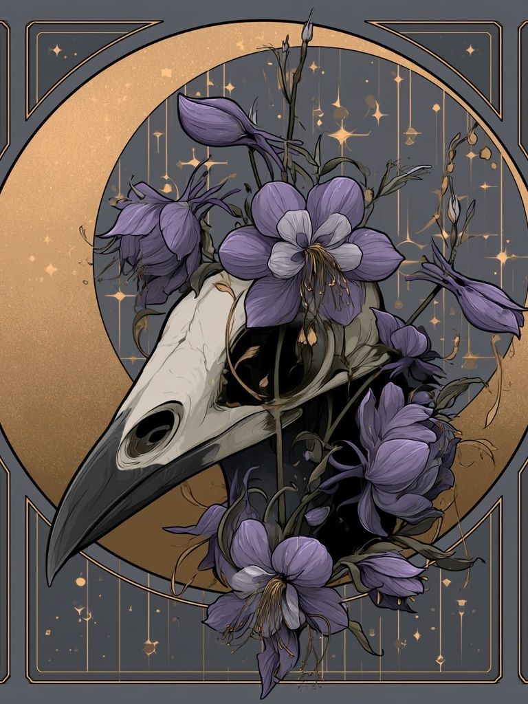 Moonlit Raven Floral Poster. poster — botanical art