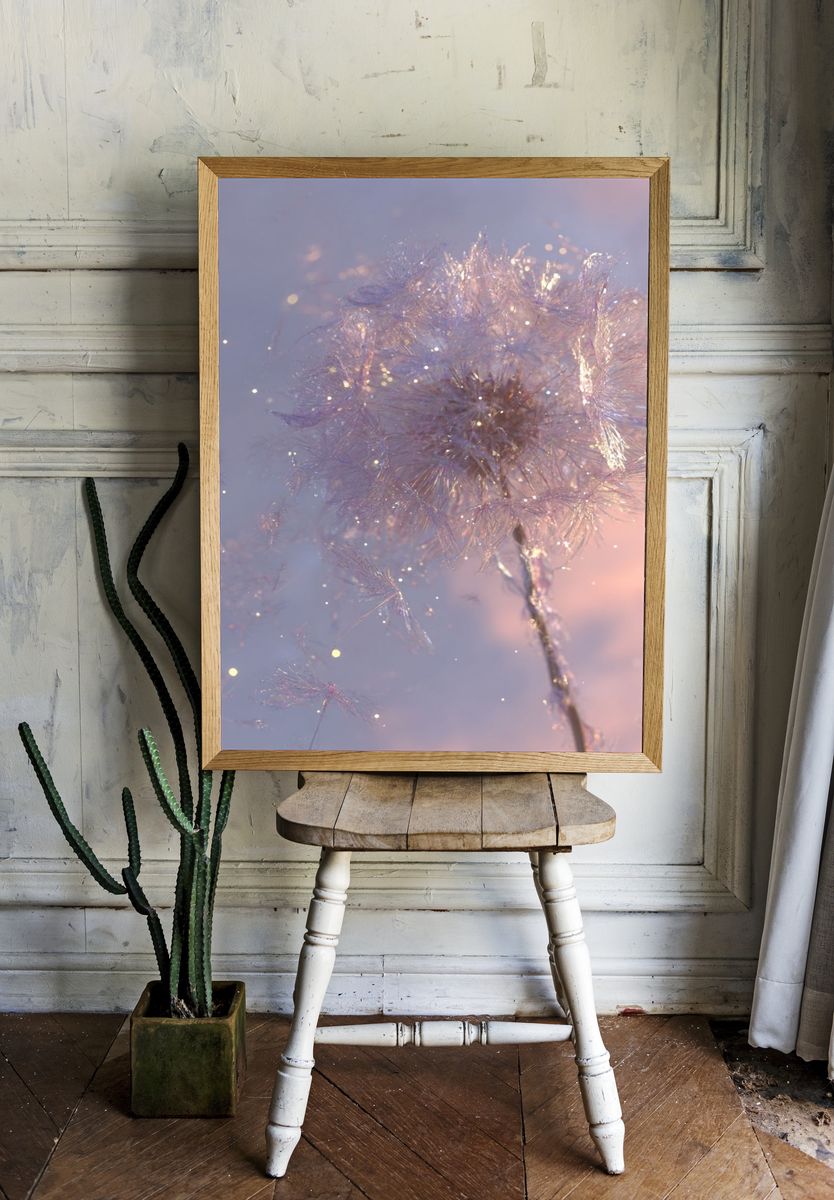Dreamy Dandelion Photography Poster. — room view 1
