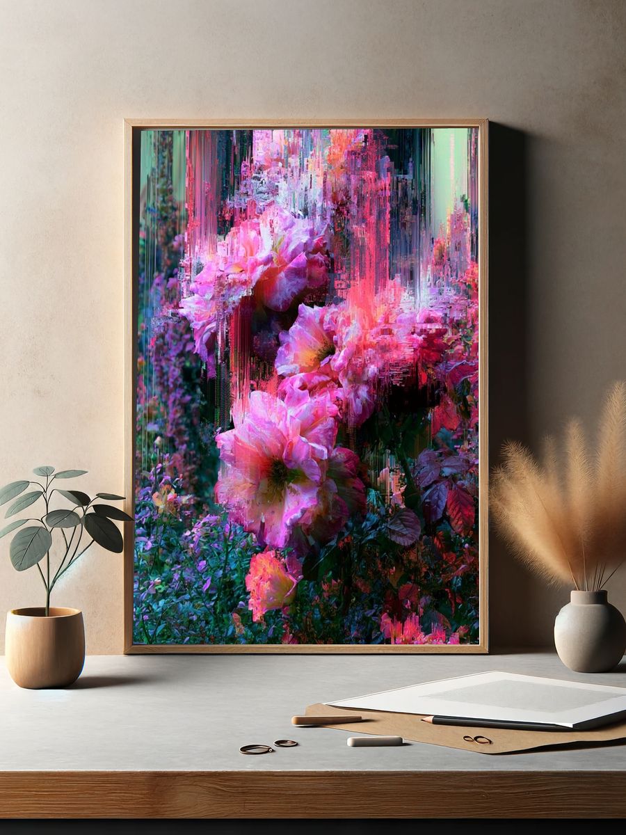 Glitch Bloom Garden Print. — room view 2