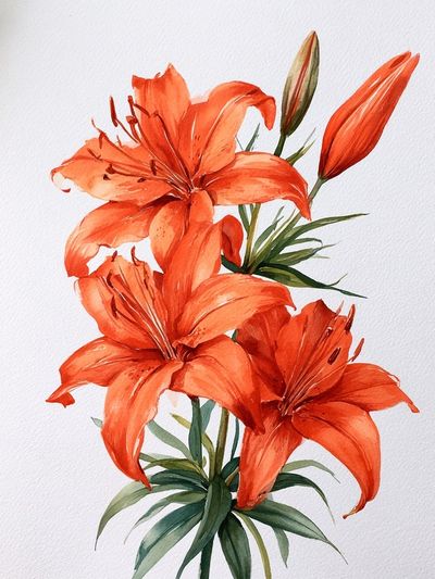Orange Lily Watercolor Poster. poster