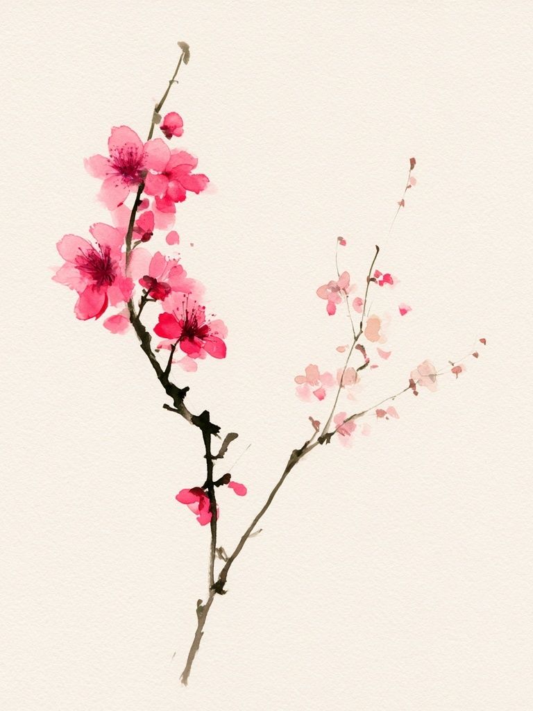 Cherry Blossom Watercolor Print. poster — botanical art