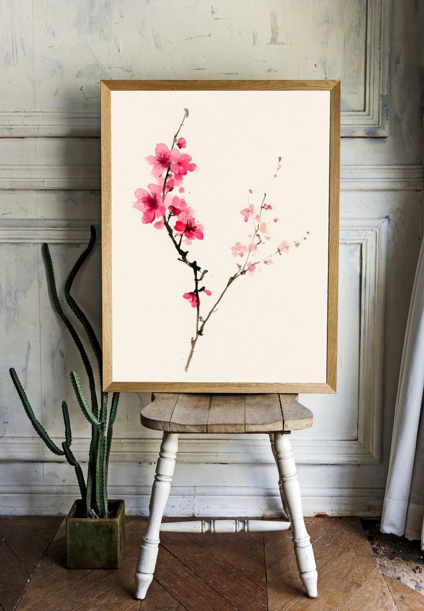 Cherry Blossom Watercolor Print. — room view 1