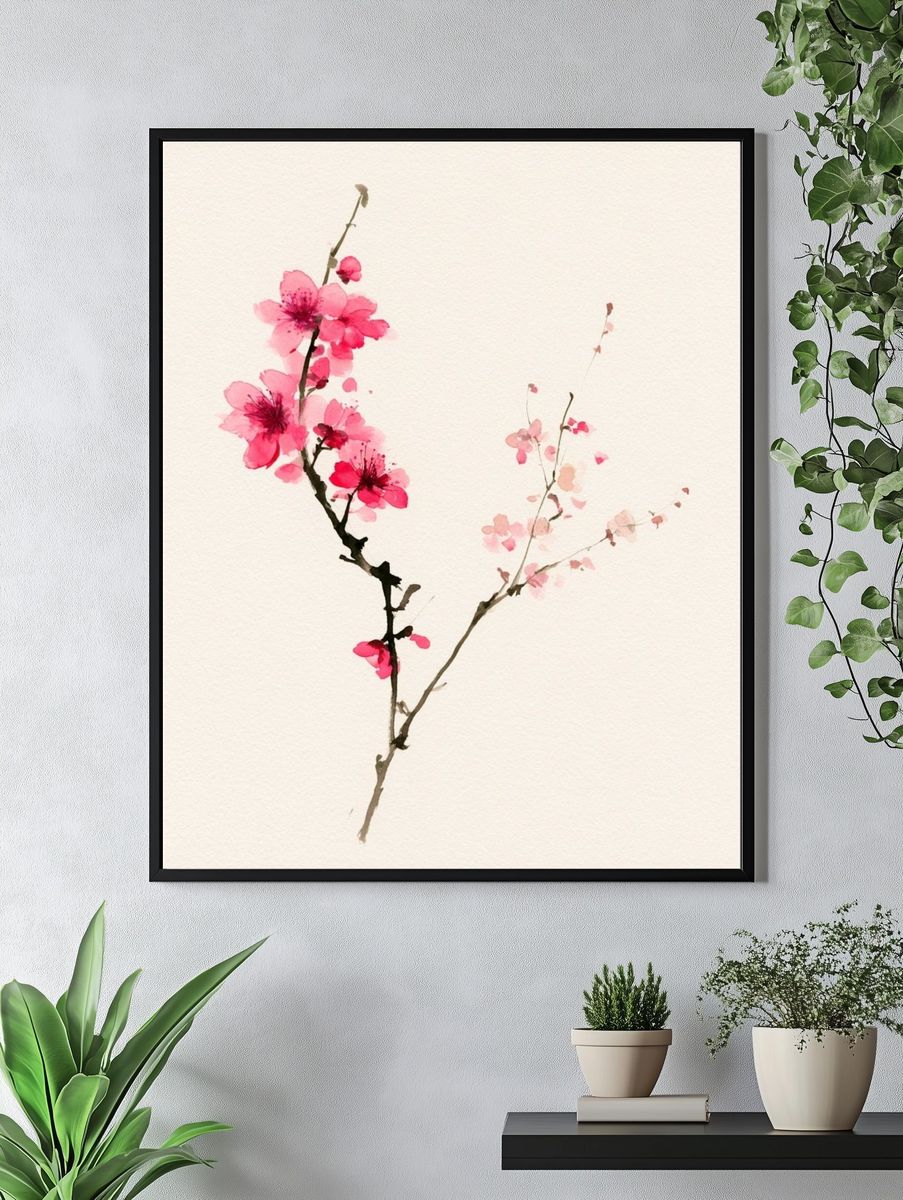 Cherry Blossom Watercolor Print. — room view 4