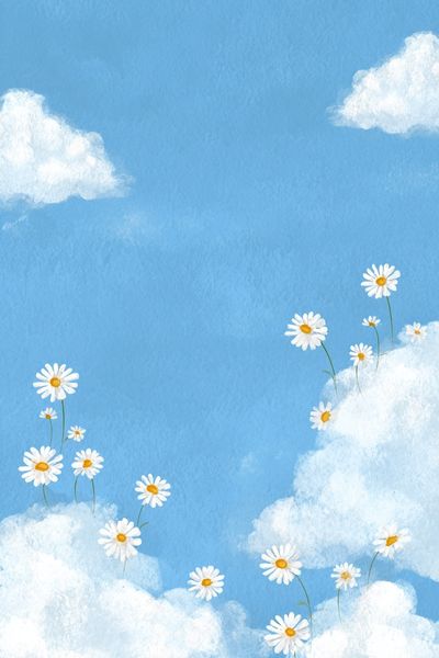 Daisy Clouds Watercolor Poster. poster print