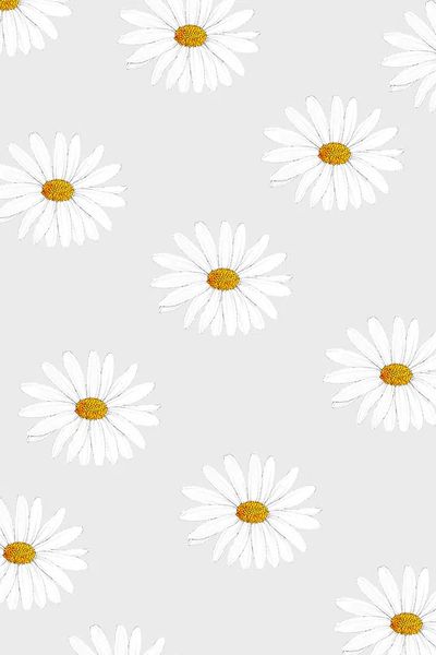 Hand drawn white flower patterned. poster