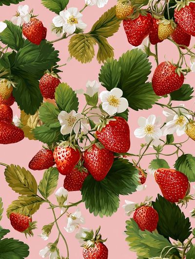 Strawberry Blossom Botanical Print. poster print