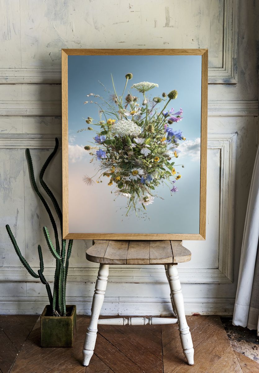 Wildflower Bouquet Botanical Print. room preview