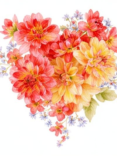 Watercolor Floral Heart Poster. poster