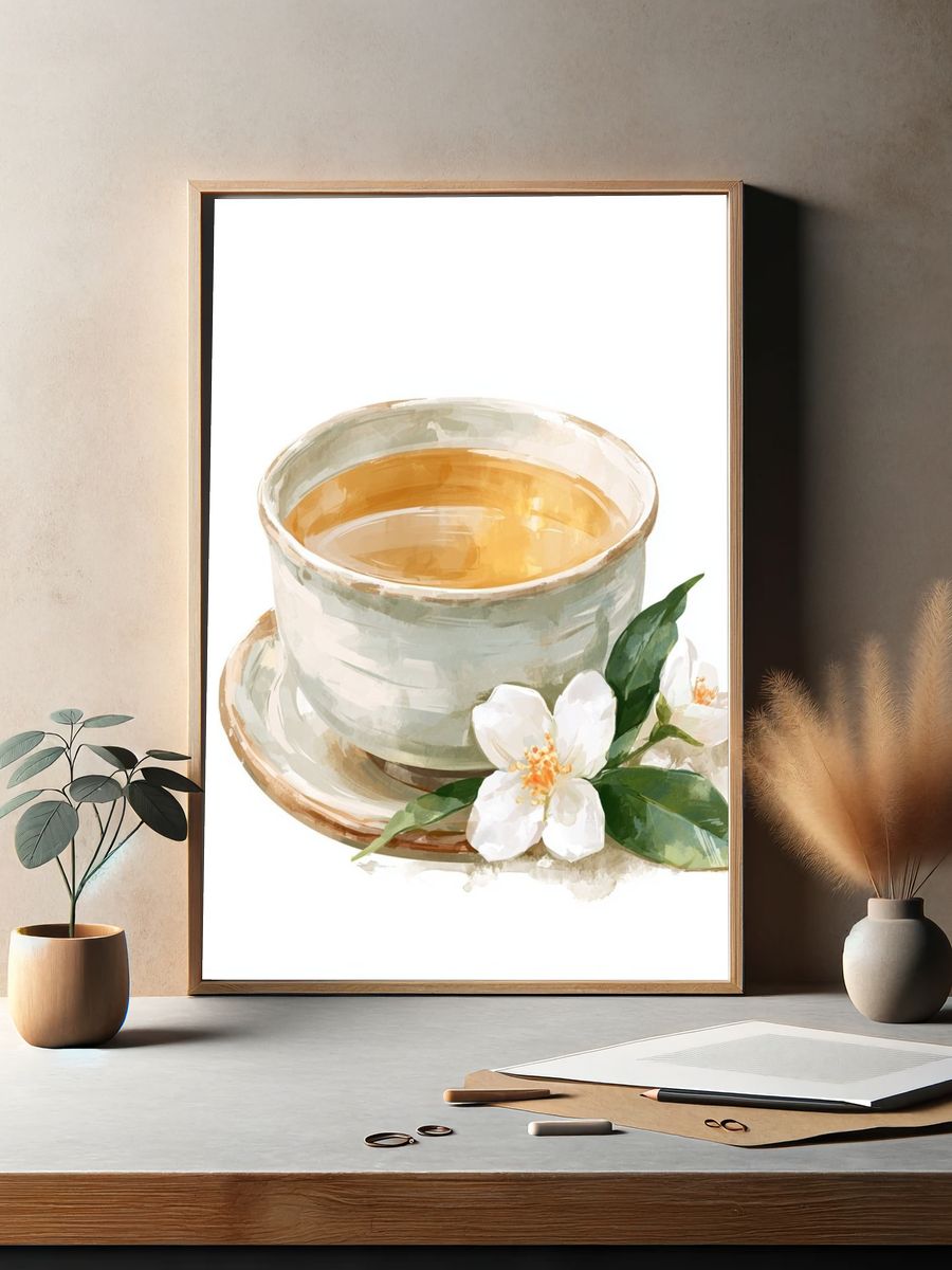 Tea Cup Watercolor Print. — room view 2