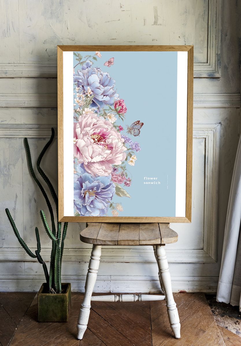 Flower Sandwich Botanical Print. room preview