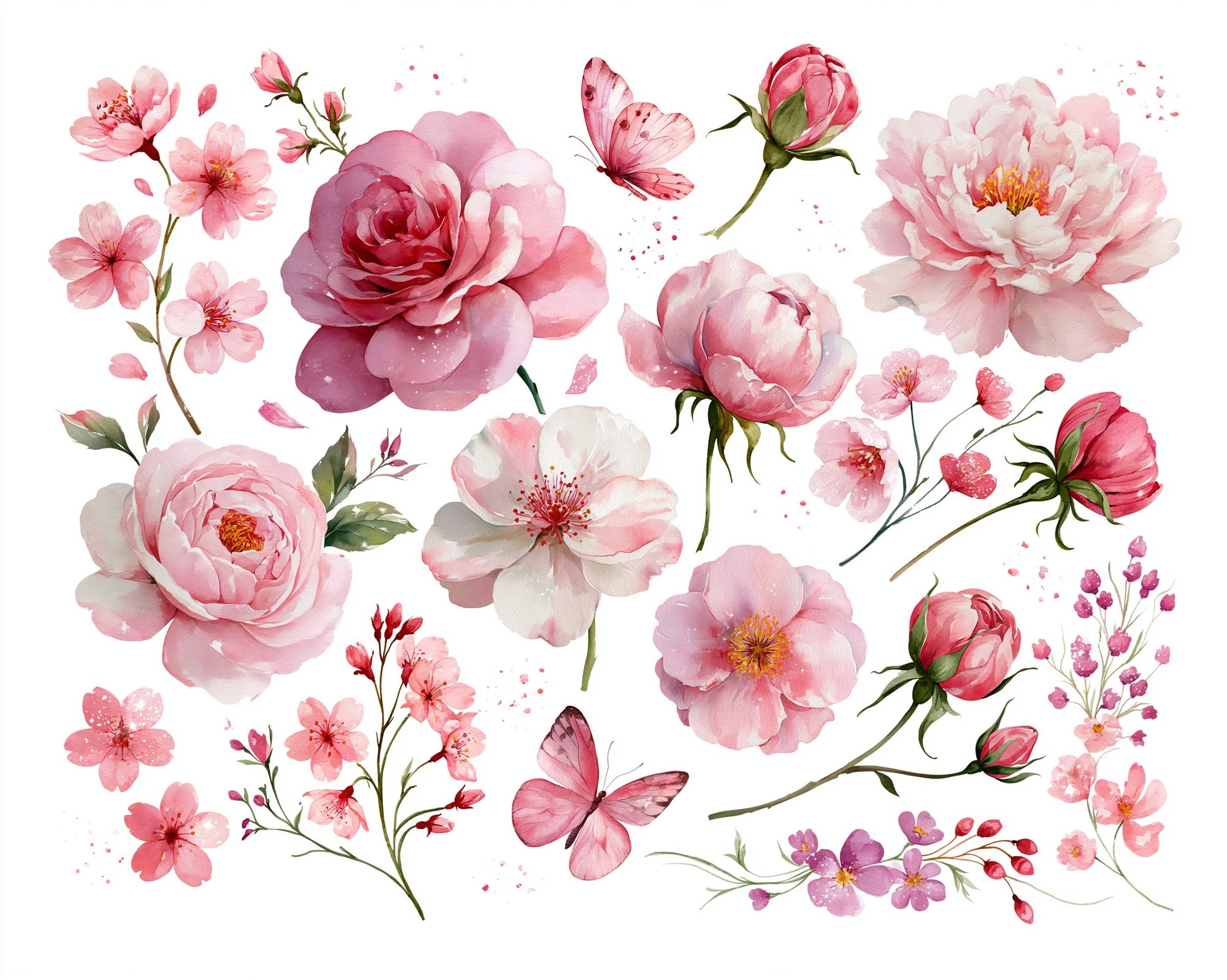 Pink Blossom Watercolor Poster. poster detail