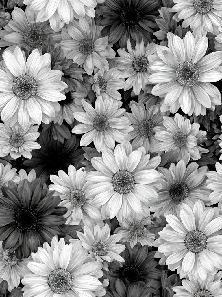 Black and White Daisy Floral Print. poster detail