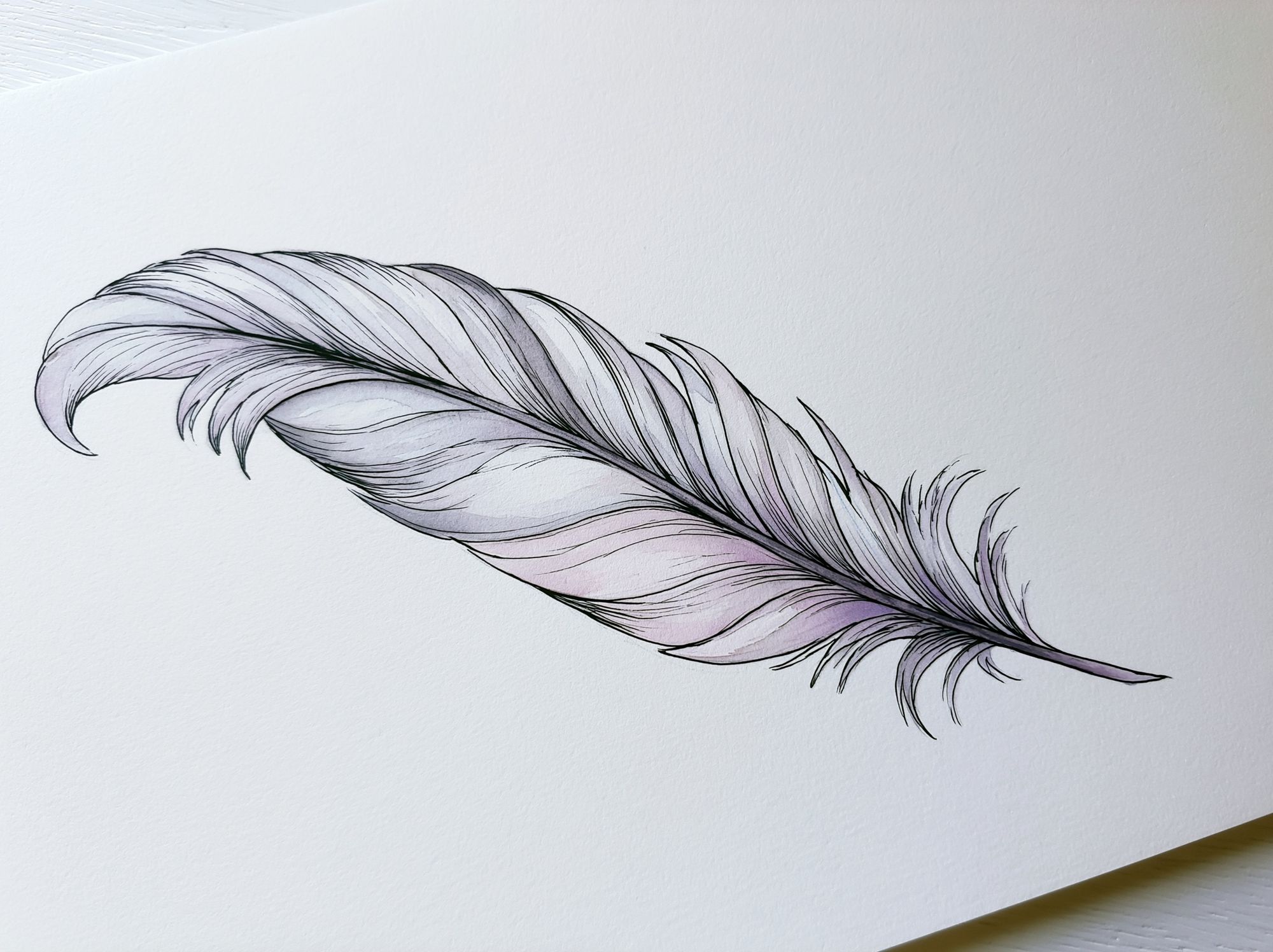 Feather Line Art Print. poster detail