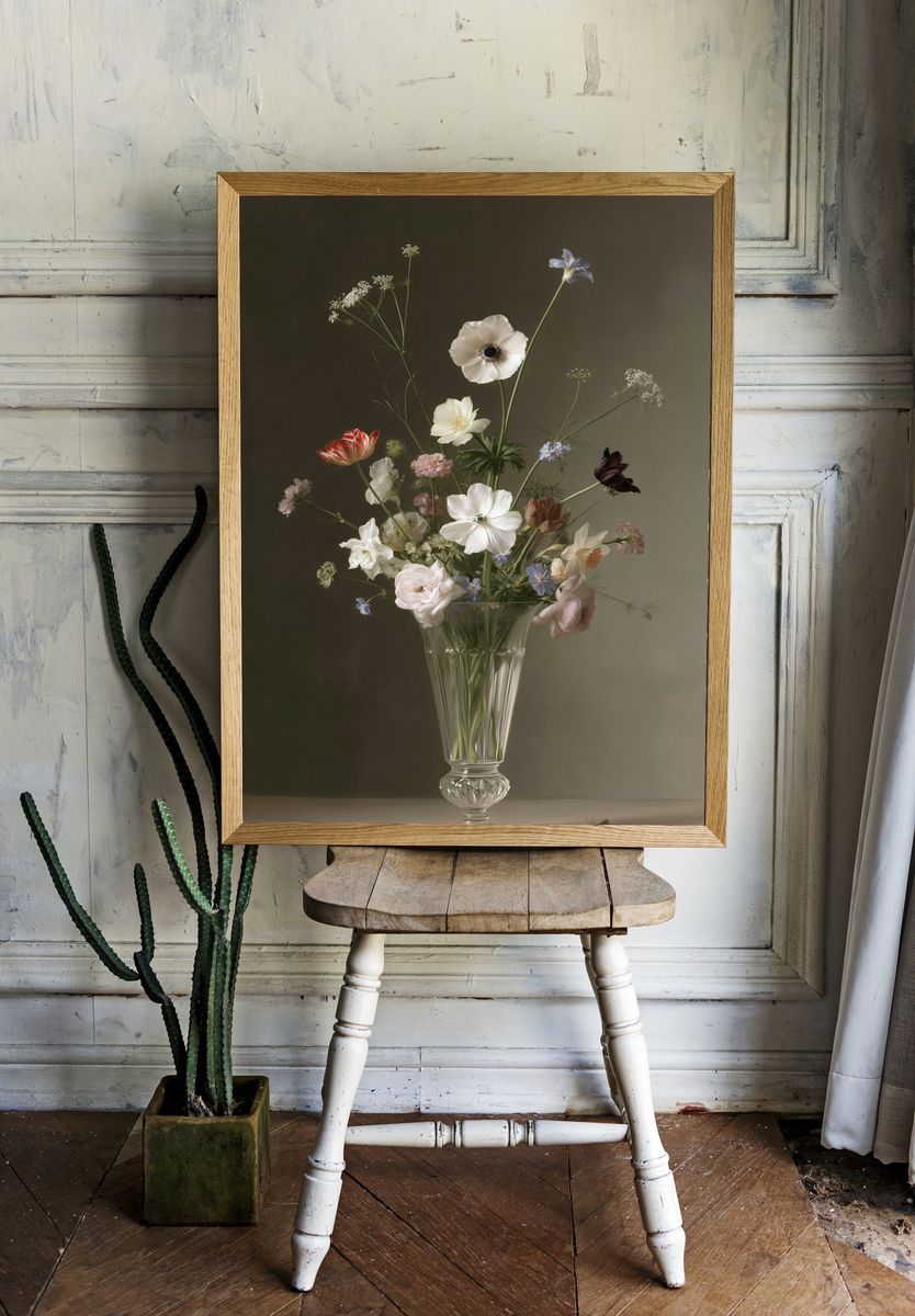 Elegant Floral Still Life Poster. — room view 1