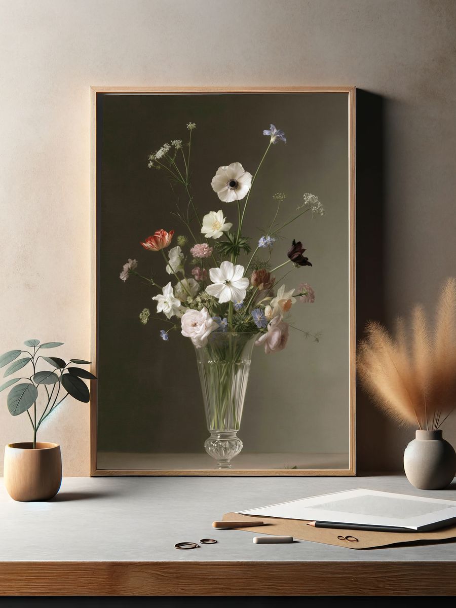 Elegant Floral Still Life Poster. — room view 2