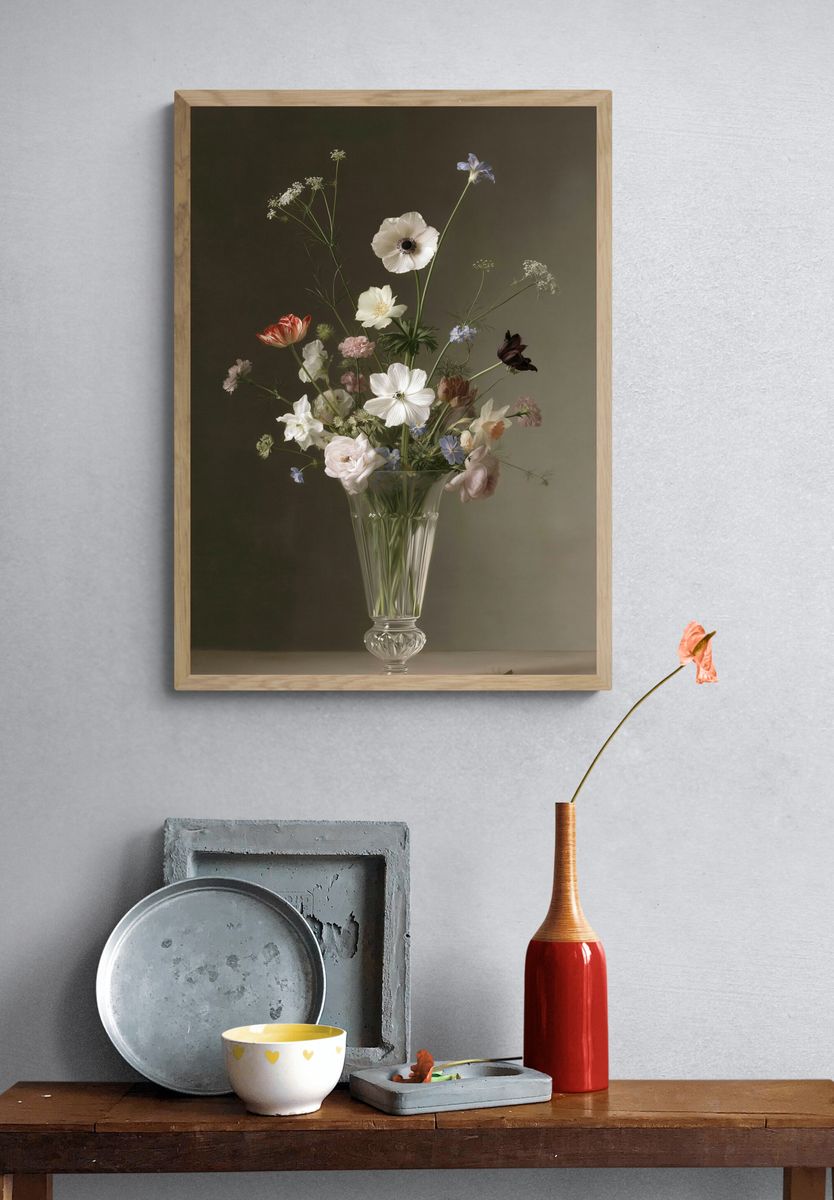 Elegant Floral Still Life Poster. — room view 3