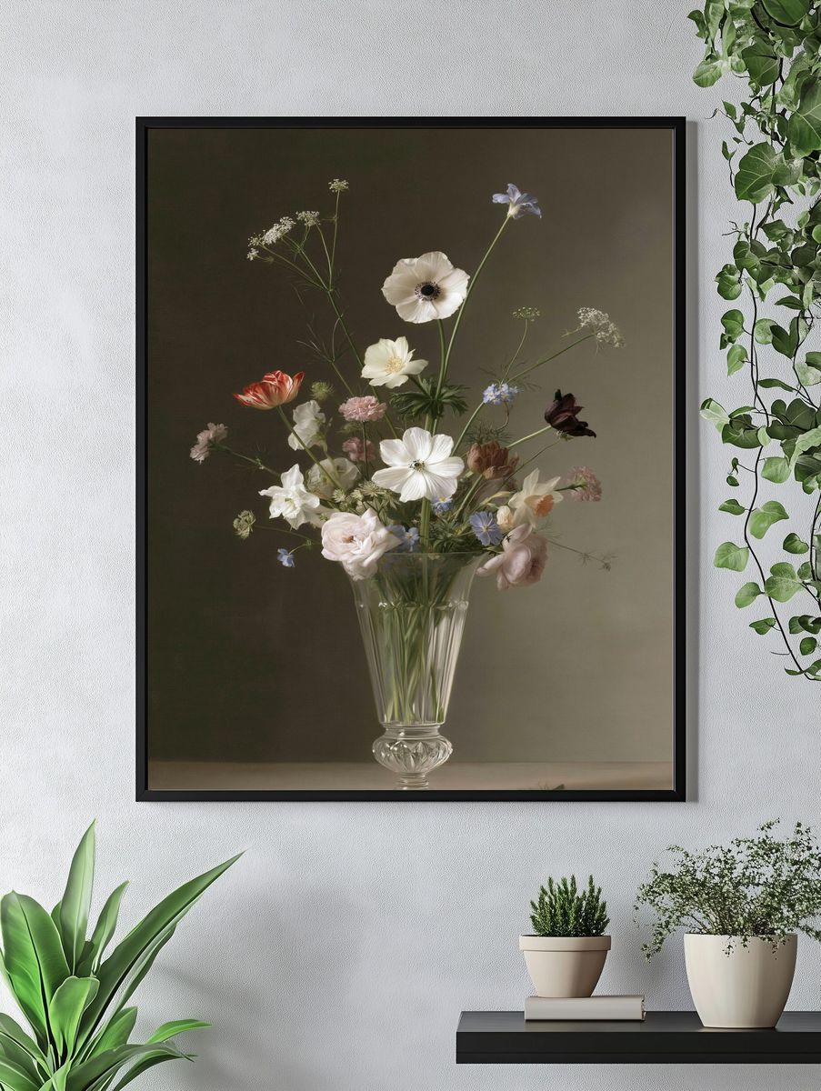 Elegant Floral Still Life Poster. — room view 4