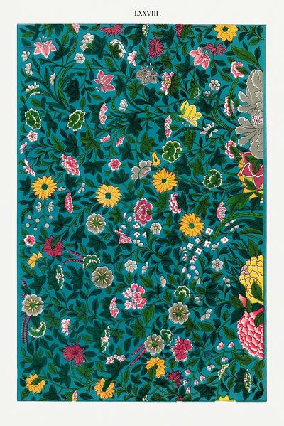 Green botanical pattern, Examples Chinese. poster print