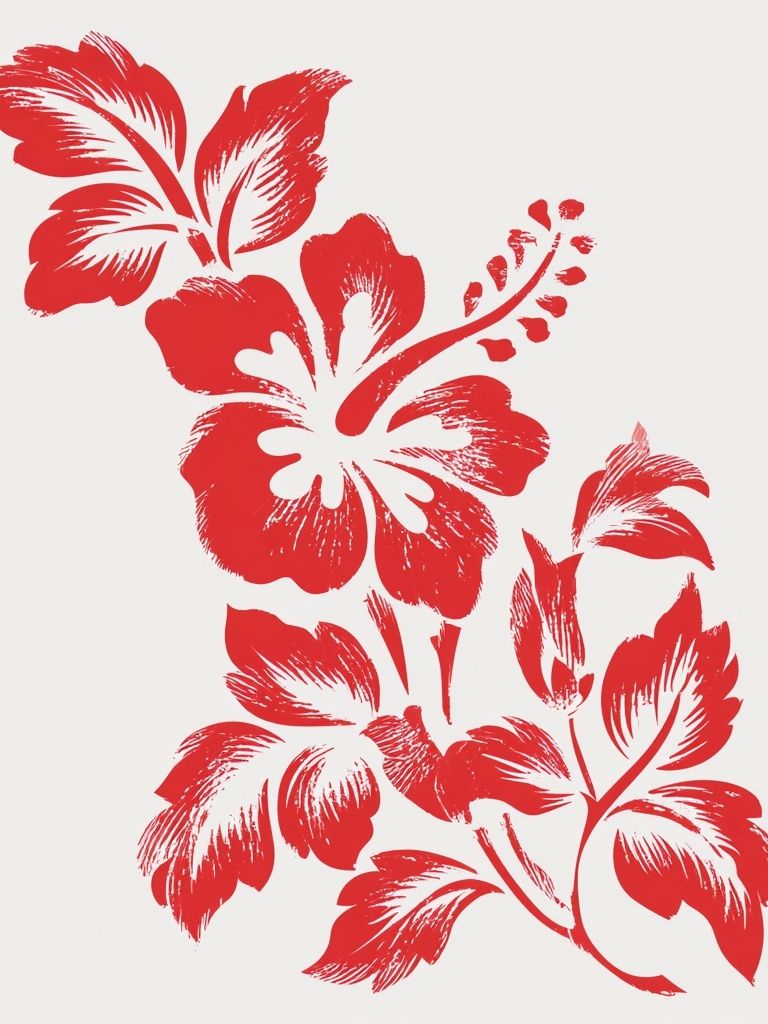 Red Hibiscus Botanical Print. poster — botanical art