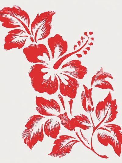 Red Hibiscus Botanical Print.