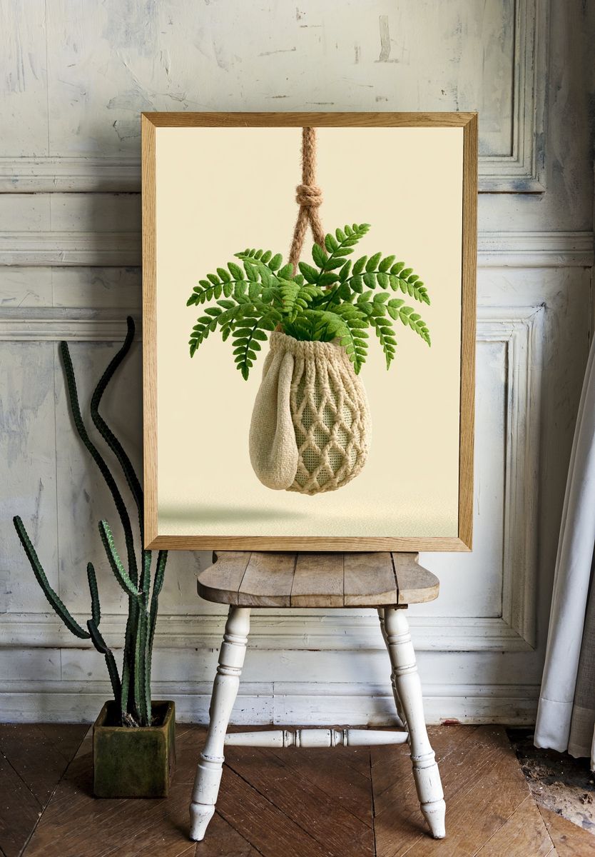 Hanging Fern Boho Chic Poster. room preview