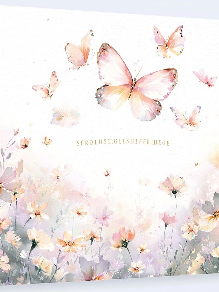 Pastel Butterfly Meadow Print. poster detail