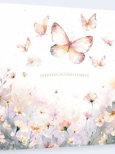 Pastel Butterfly Meadow Print. poster