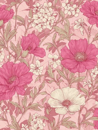Pink Floral Pattern Poster.