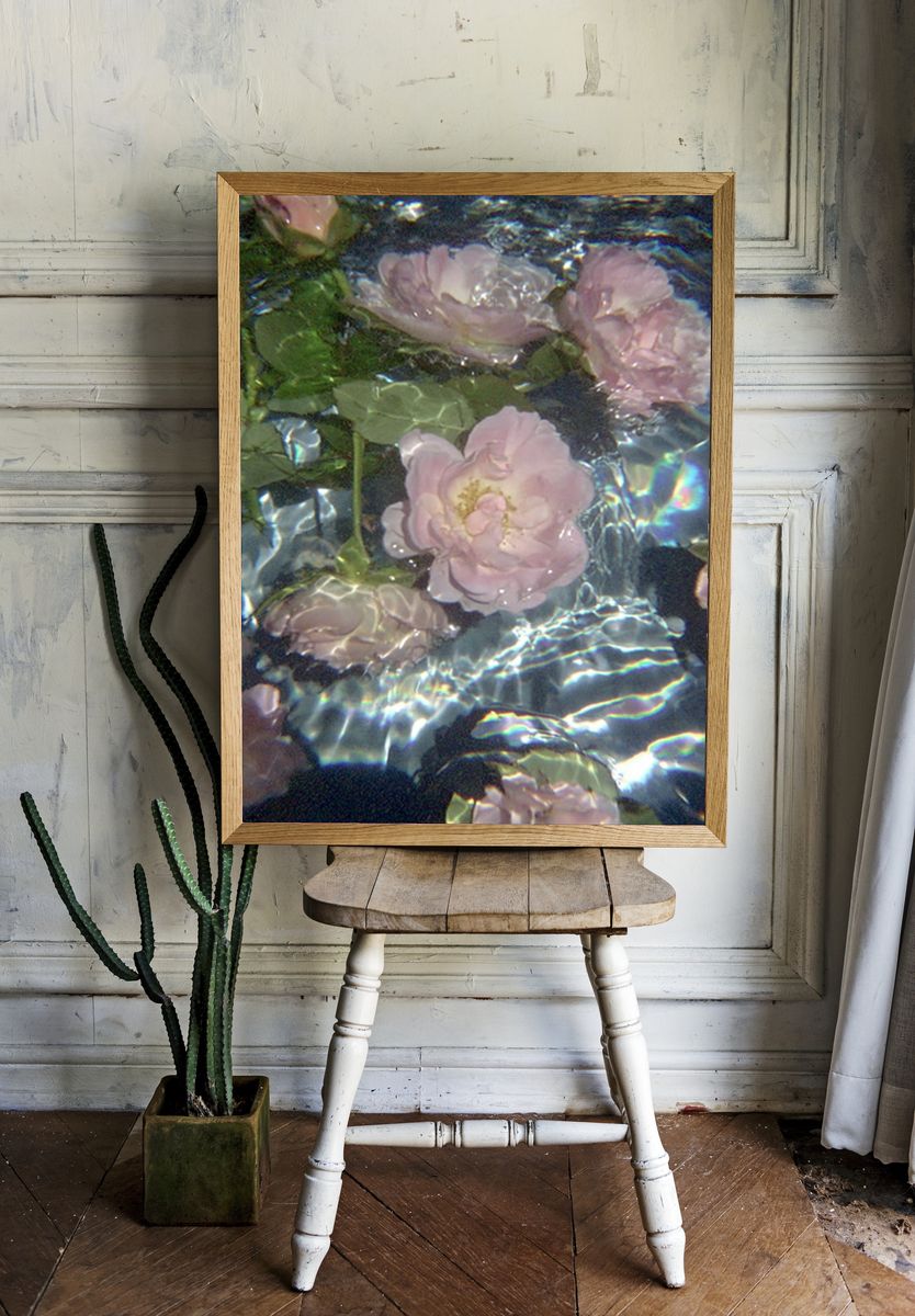 Floating Pink Roses Abstract Print room preview